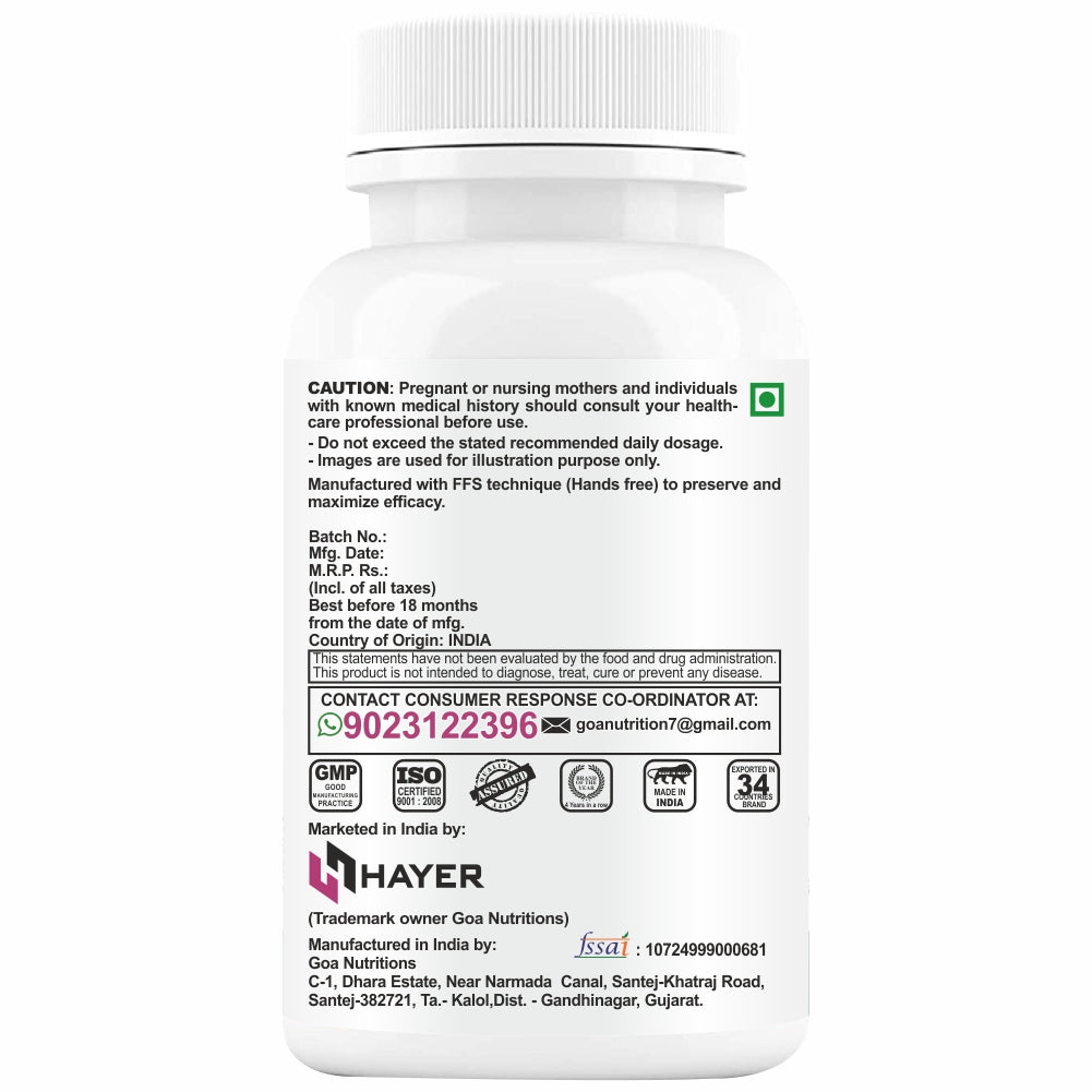 HAYER Myo-Inositol(PCOS & PCOD Supplement For Women), Good Health-60 Sugar Free Tablet