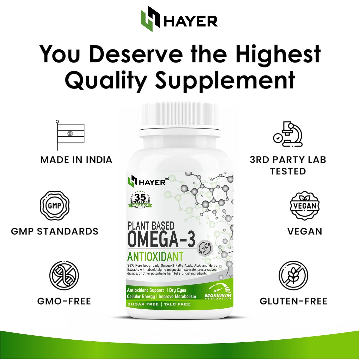 omega 3 vegetarian fish oil alternative supplement, high fatty acid EPA, DHA -60 Tablets