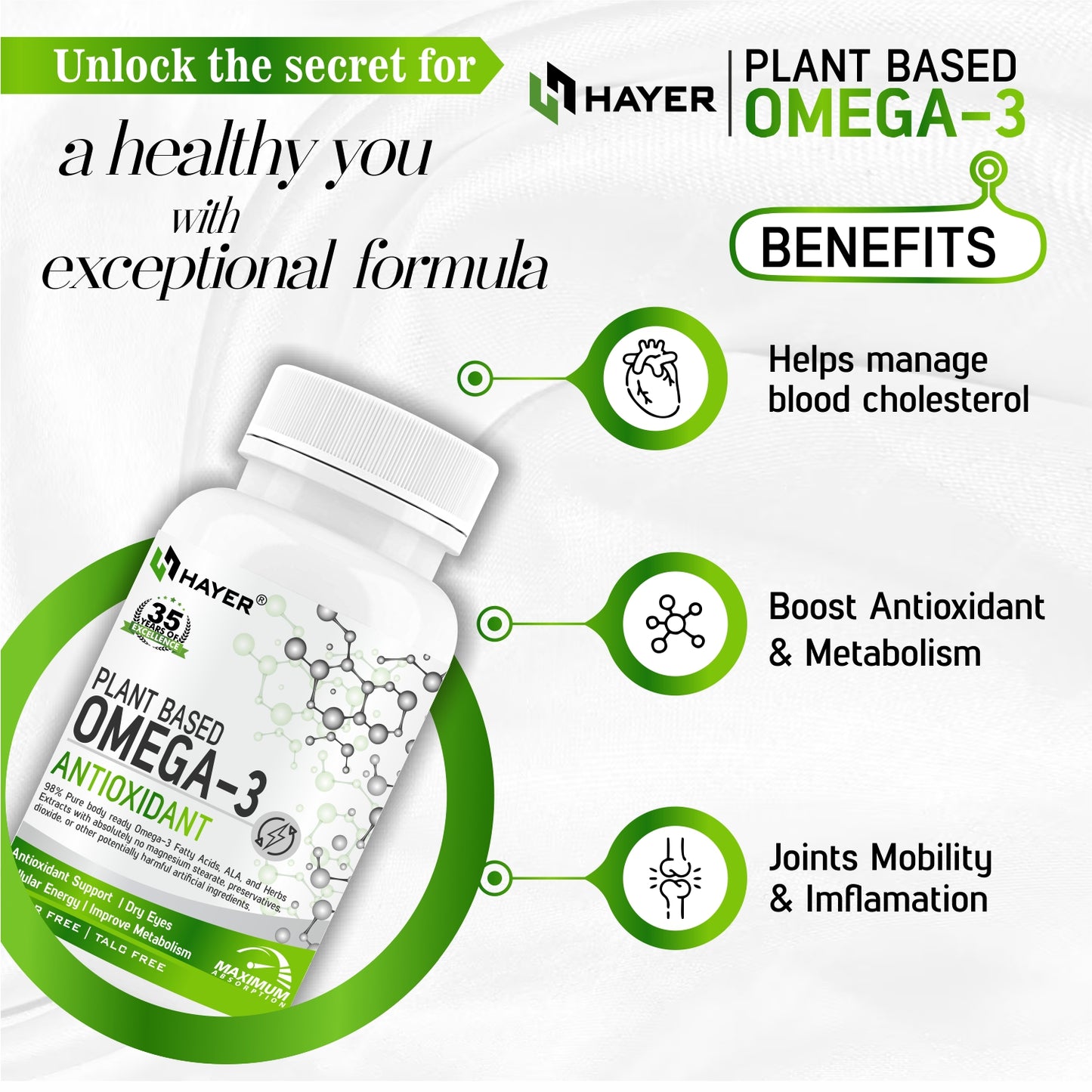omega 3 vegetarian fish oil alternative supplement, high fatty acid EPA, DHA -60 Tablets