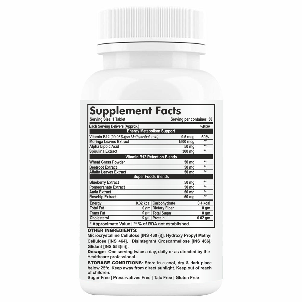 GOA NUTRITIONS Vitamin B12 Supplements For Men And Women 1500 Mcg- 60 Tablets