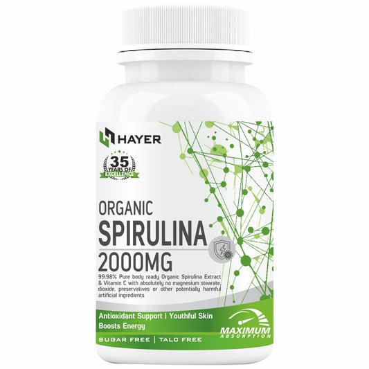 HAYER Spirulina Tablets 2000mg, Health Green Protein Superfood Nutritional Supplement-60 Tablet