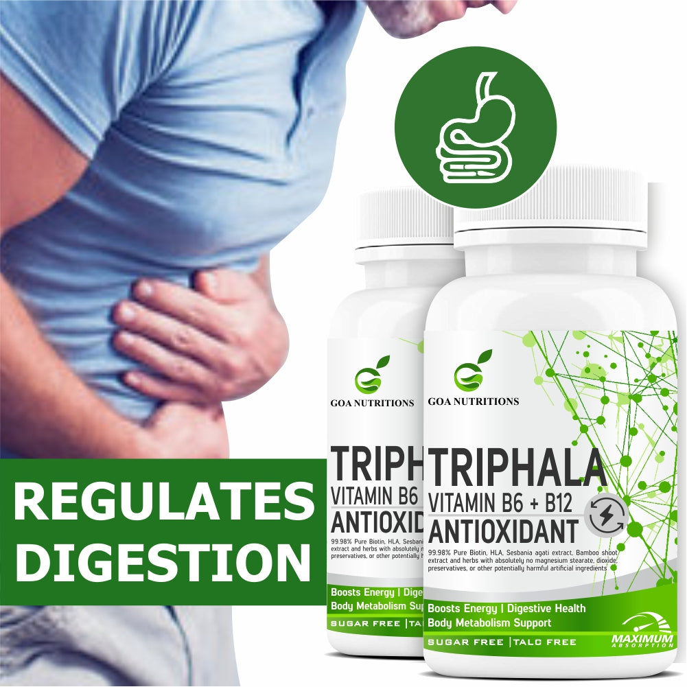 GOA NUTRITIONS Triphala Tablets 123 Churna With Pipali, Vitamin B12 Supplements - 120 Tablets