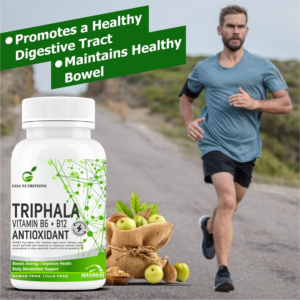 GOA NUTRITIONS Triphala Tablets 123 Churna With Pipali, Vitamin B12 Supplements - 120 Tablets
