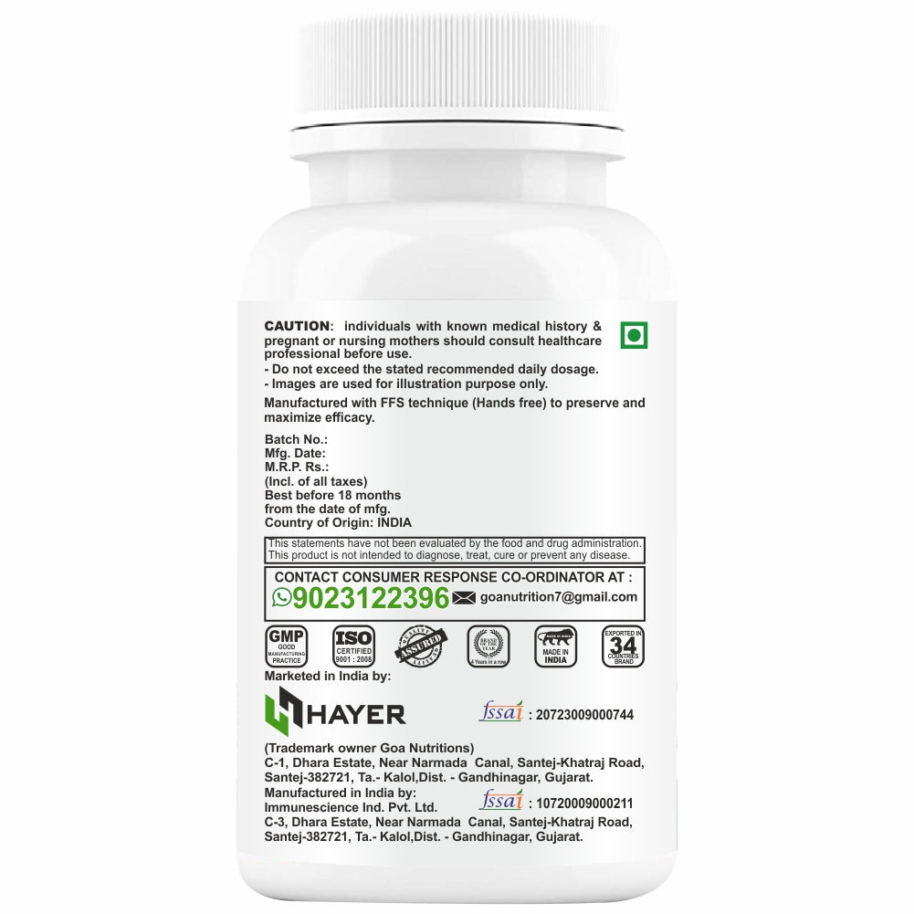 HAYER Vitamin B12 Tablets For Men, Healthy Nerve Function Supplements 60 Tablet Vegan