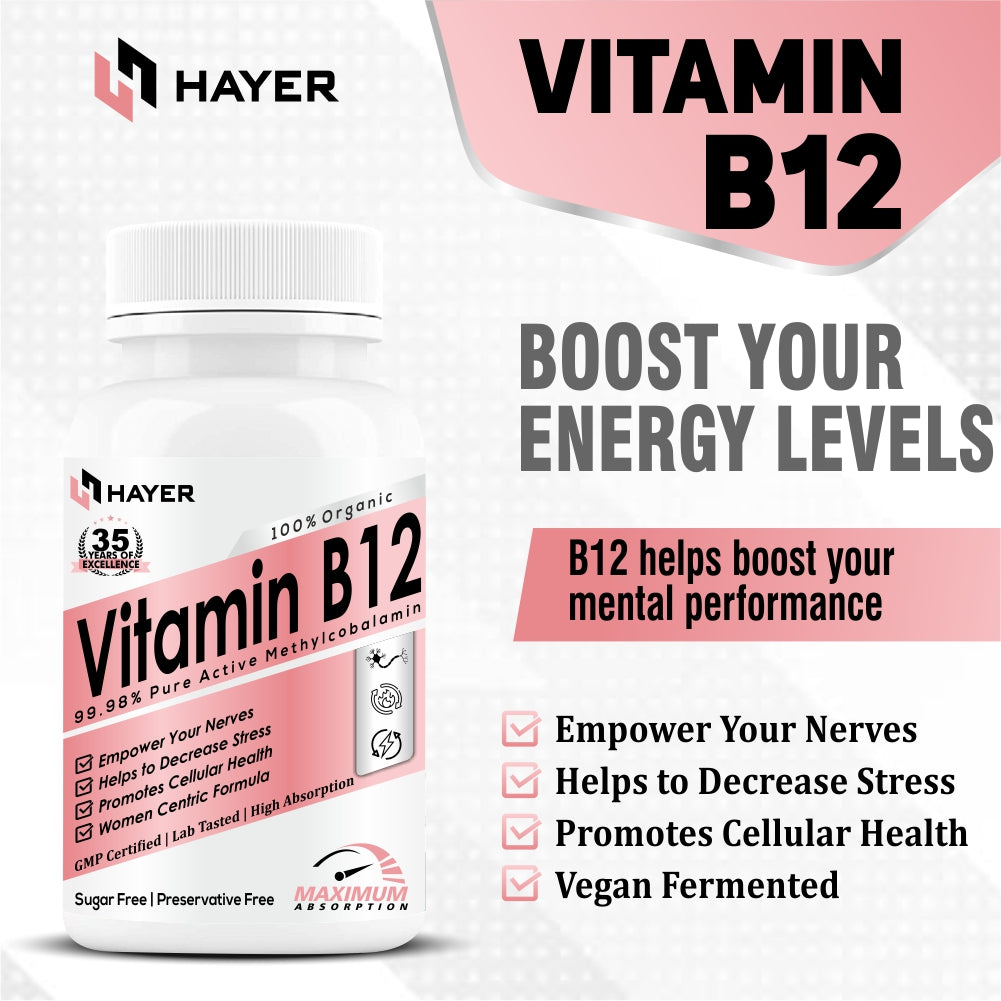 HAYER Vitamin B12 Supplements For Women, helps to good health & joint support supplement-60 Energy Tablets