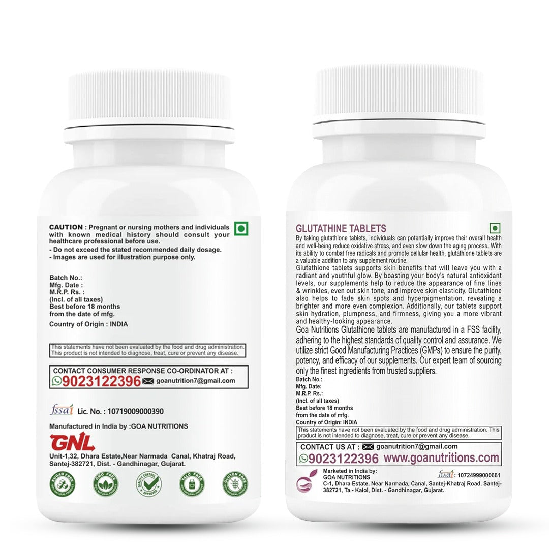 Glutathione Tablets & Grape Seed Extract Tablets  – Antioxidant Supplement Pack for Supporting Skin Brightening, Cellular Protection & Daily Health – Combo pack of 2