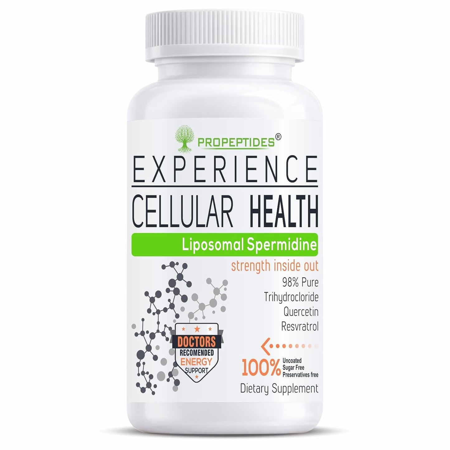Propeptides Liposomal Spermidine 60 Tablets - Wheat Germ Extract with Resveratrol & Quercetin | Antioxidant, Cellular Health & Skin Support for Healthy Aging, 98% Pure