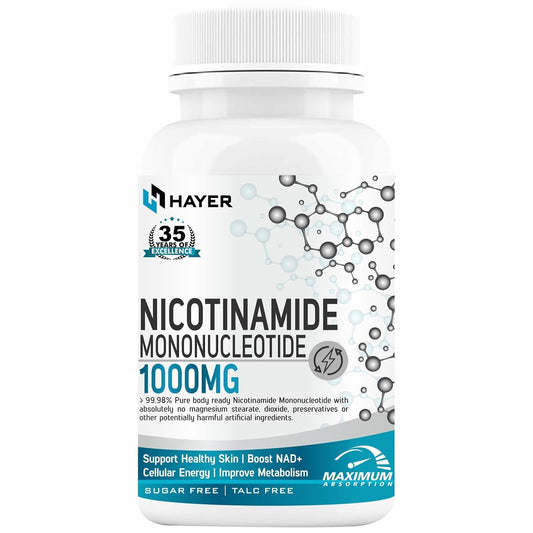 HAYER NMN Supplements 1000mg, Nicotinamide Mononucleotide With Trans Resveratrol To Support Cellular Energy Metabolism, Boosting NAD+ Healthy Aging of Heart, Brain & Skin-60 Tablets (Pack 1)