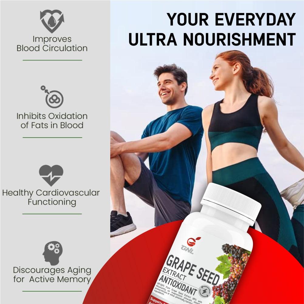 GNL Grape Seed Extract-Standardized to 95% Polyphenols, 800 mg per serving, Phytonutrient Antioxidant Support -60 Capsule - Image #4