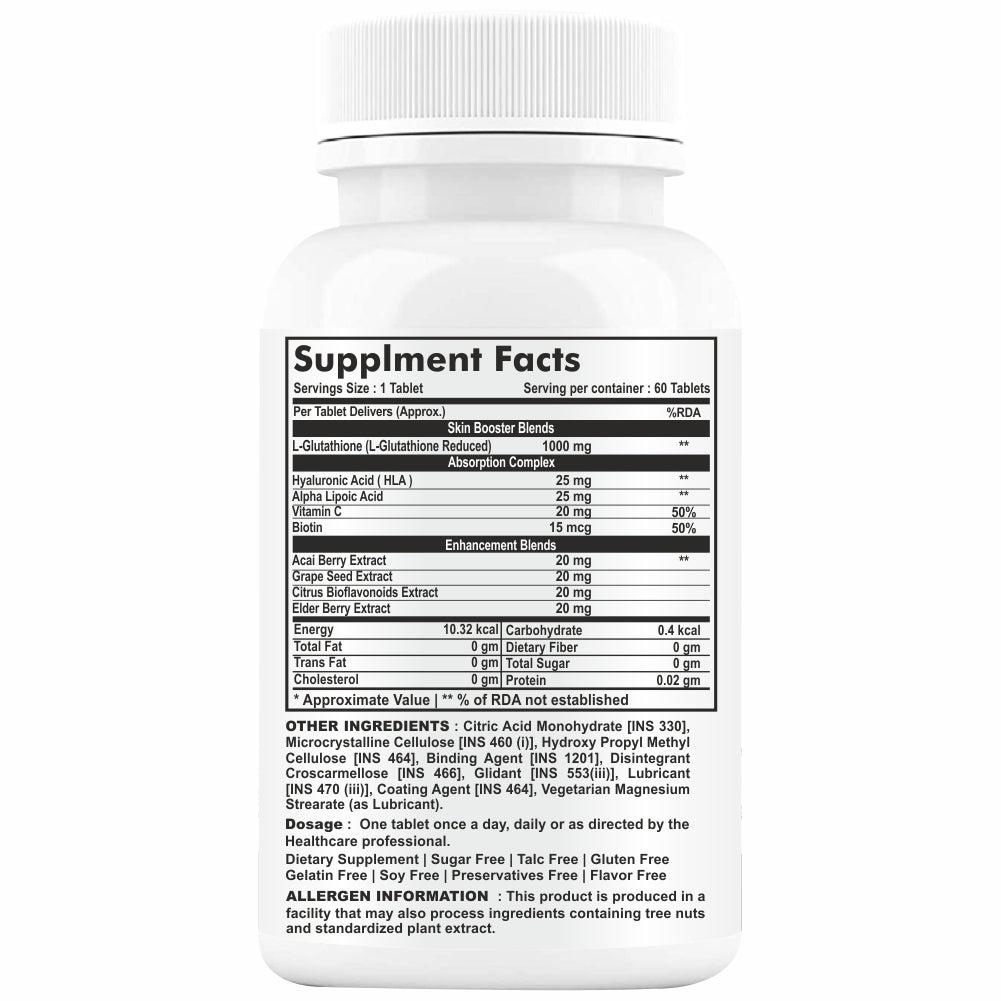 GNL Glutathione Tablets 1000mg For Skin Hydration L Glutathione, Vitamin C, B12, -30 Tablet - Image #2
