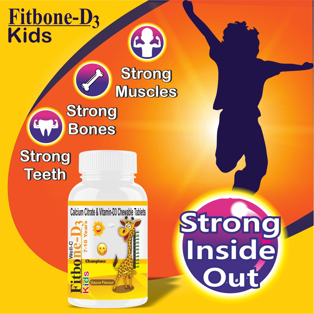 Well-C Calcium for Kids With Vitamin D (as d3) B12, C 60 Chewable Tablets