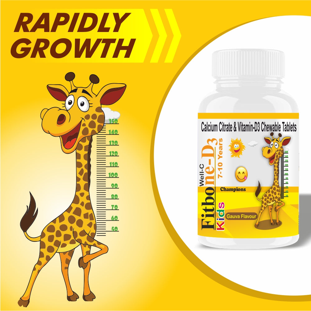 Well-C Calcium for Kids With Vitamin D (as d3) B12, C 60 Chewable Tablets