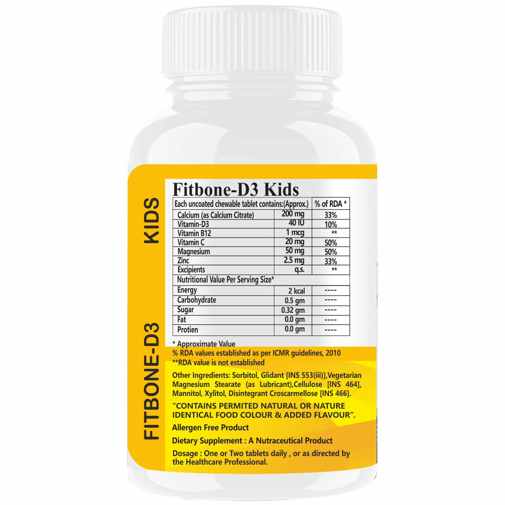Well-C Calcium for Kids With Vitamin D (as d3) B12, C 60 Chewable Tablets