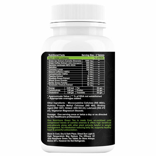 Goa Nutritions Fat Burners For Men Women With Green Tea Keto Slim 60 Tablets