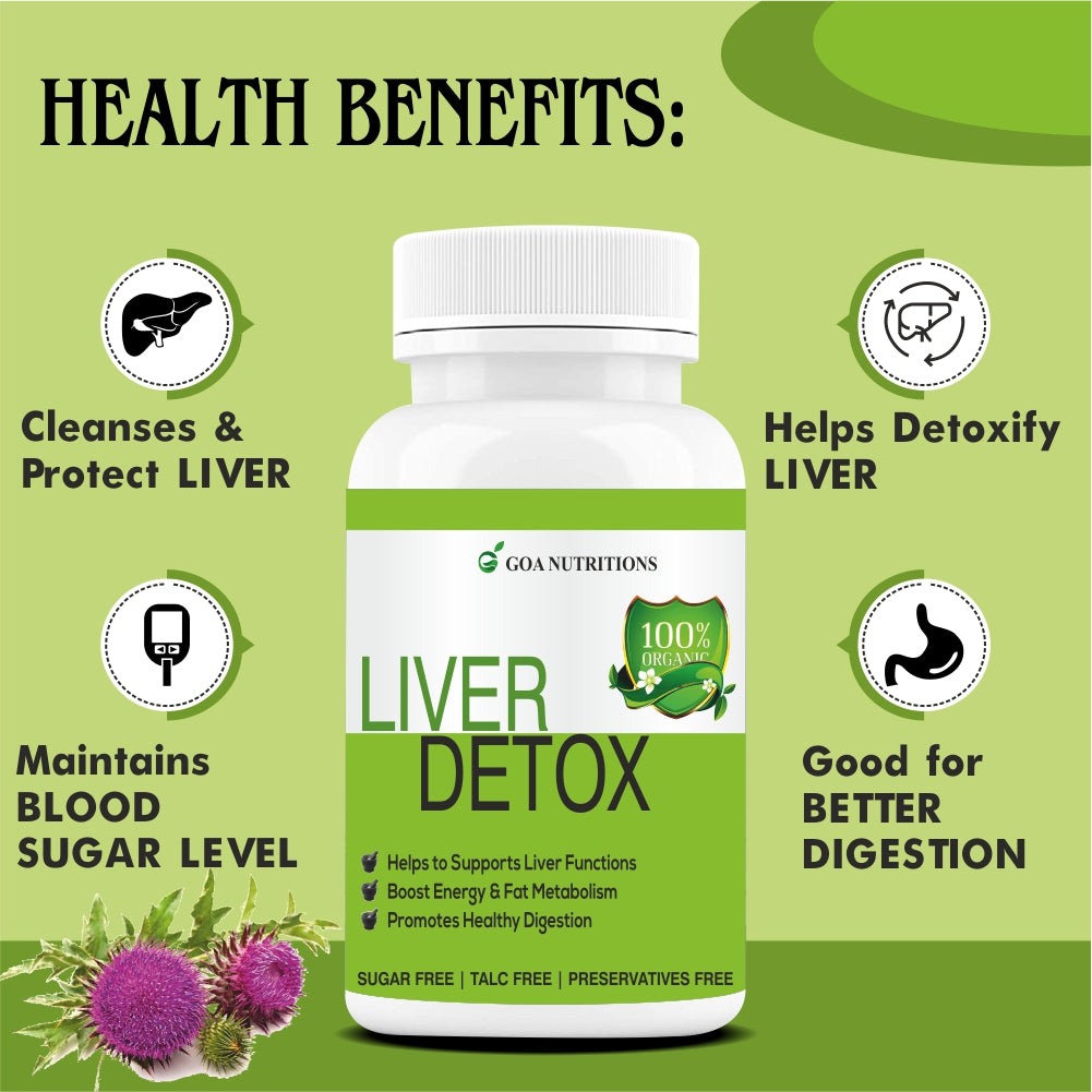 GOA NUTRITIONS Liver Detox Supplement. Milk Thistle Tablets - 60 Tablets