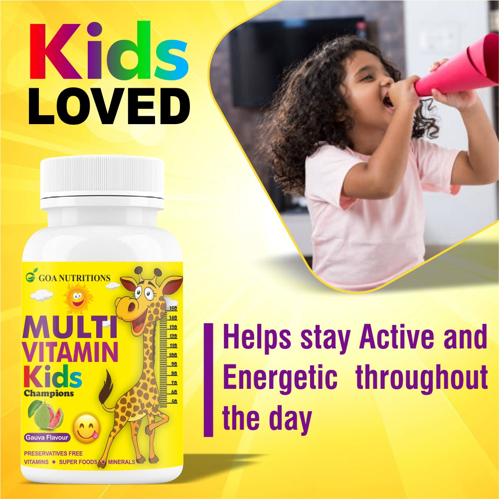 GOA NUTRITIONS Multivitamin For Kids Guava Flavour 60 Chewable Tablets