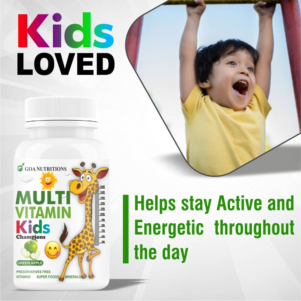 GOA NUTRITIONS Multivitamin For Kids Green Apple Flavour 60 Chewable Tablets