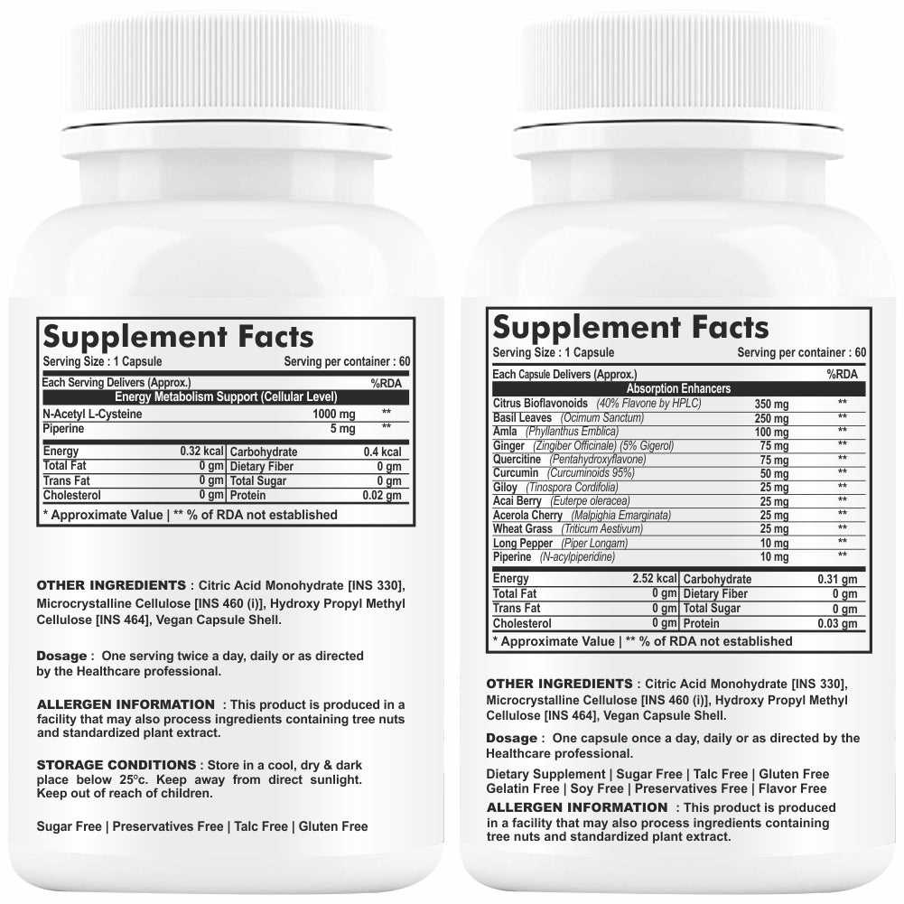 GNL NAC Supplement -N-Acetyl L-Cysteine 1000mg -60 Veg. Tablets