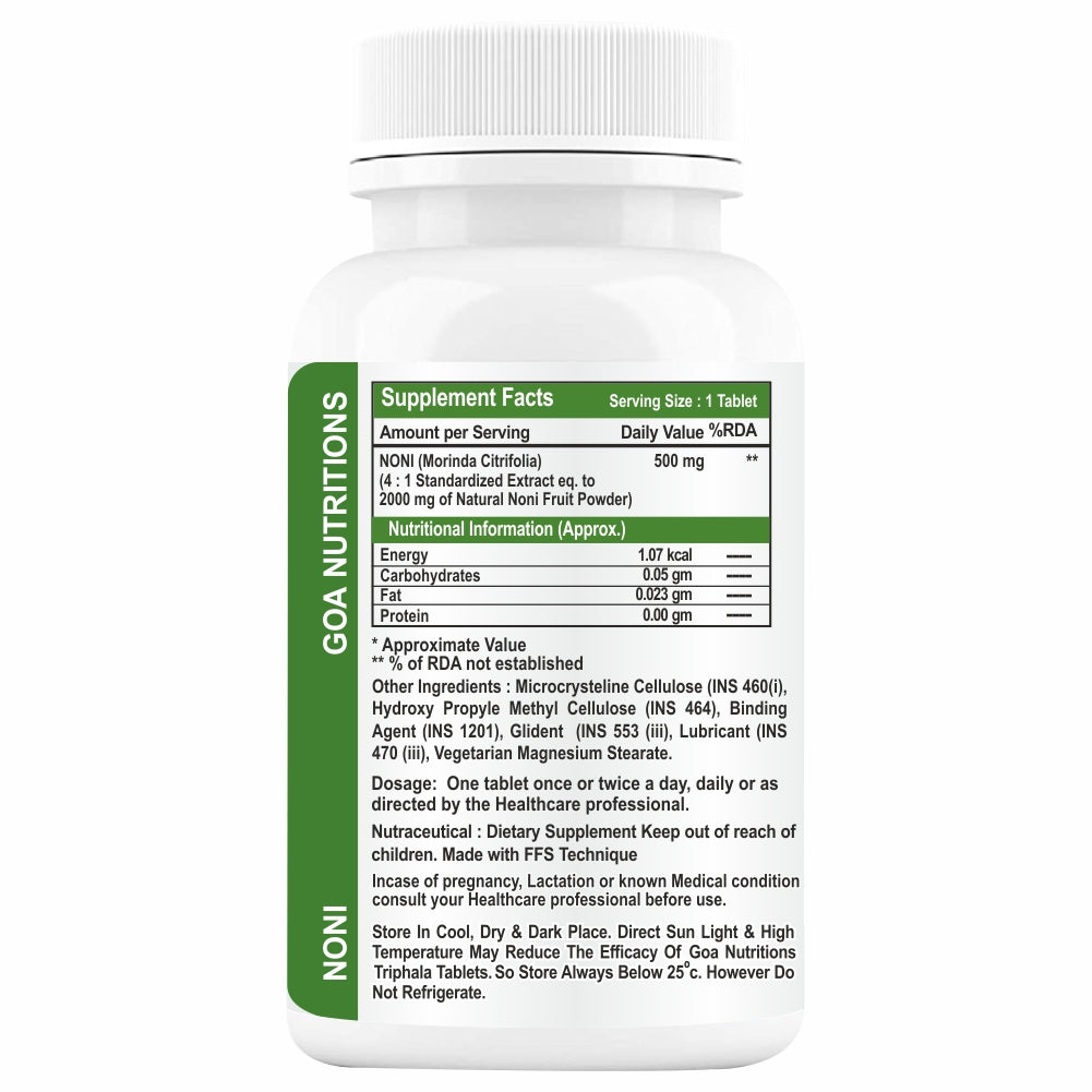GOA NUTRITIONS Noni Juice Tablets Fat and Energy Metabolism Booster, Antioxidant 120 Tablets