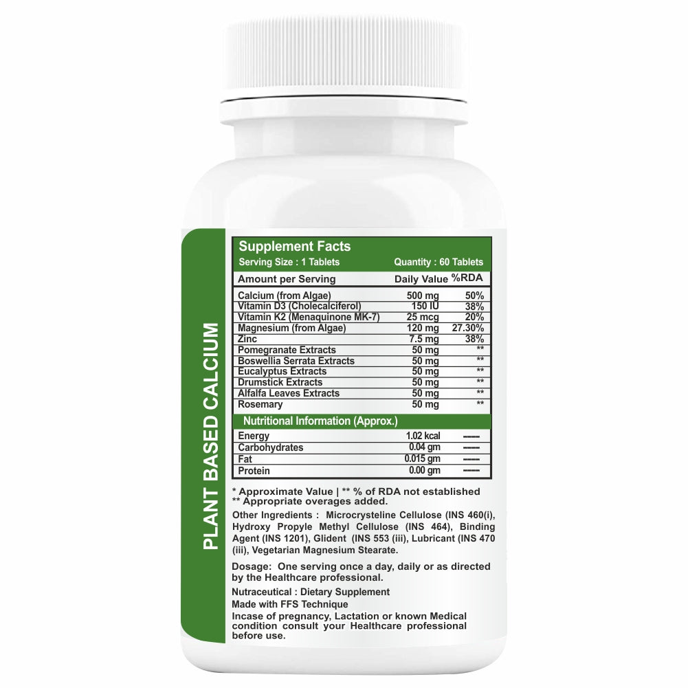 GOA NUTRITIONS Calcium Tablets For Men Women Bone Health & Joint Support 120 Tablets