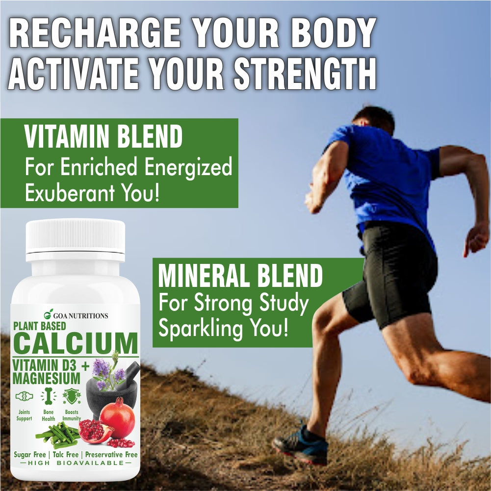 GOA NUTRITIONS Calcium Tablets For Men Women Bone Health & Joint Support 120 Tablets