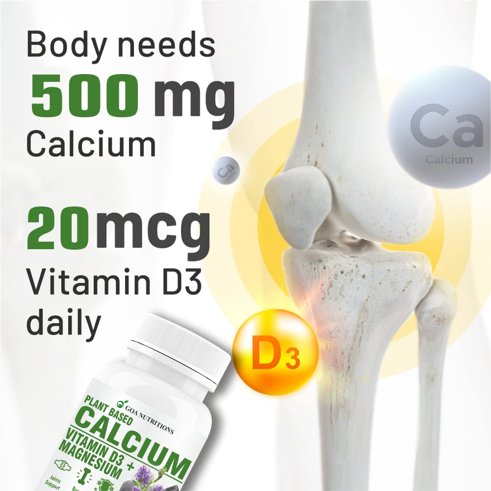 GOA NUTRITIONS Calcium Tablets For Men Women Bone Health & Joint Support 120 Tablets