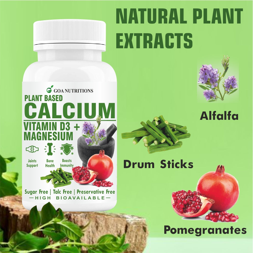 GOA NUTRITIONS Calcium Tablets For Men Women Bone Health & Joint Support 120 Tablets