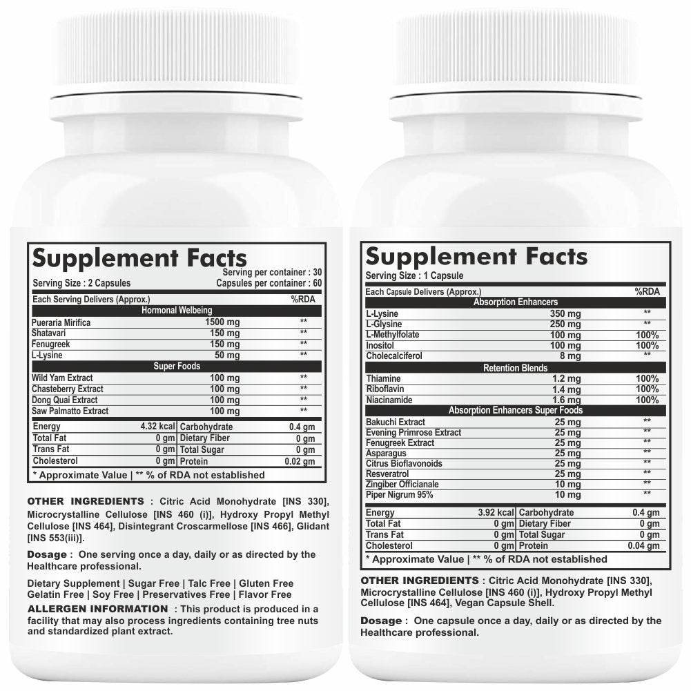 GNL Mass Gainer For Women With Pueraria Mirifica, Vitamin C, Hydrolyzed Protein Powder To Help Support Increase in Weight gain-60 Capsules