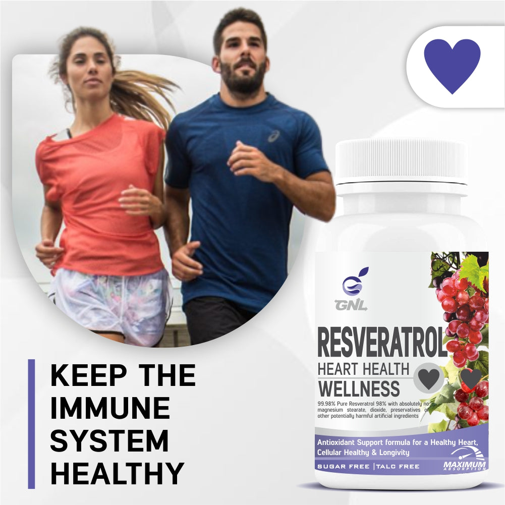 GNL Resveratrol Supplements 600mg With Grape Seed, And Absorption Enhancers For Higher Bioavailability -60 Capsules