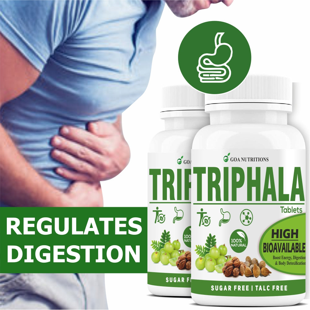 GOA NUTRITIONS Triphala Tablets 123 Churna With Pipali, Vitamin B12 Supplements - 120 Tablets