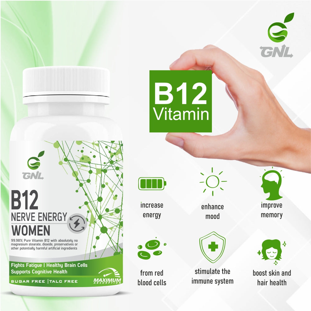 GNL Vitamin B12 Supplements For Women With Absorption Enhancers -30 Tablets