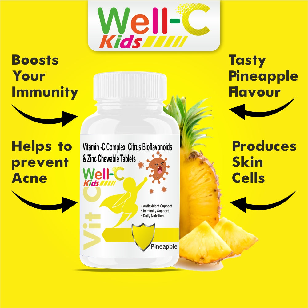 Goa Nutritions Vitamin C Tablets For Kids, Pineapple Flavor 60 Tablet