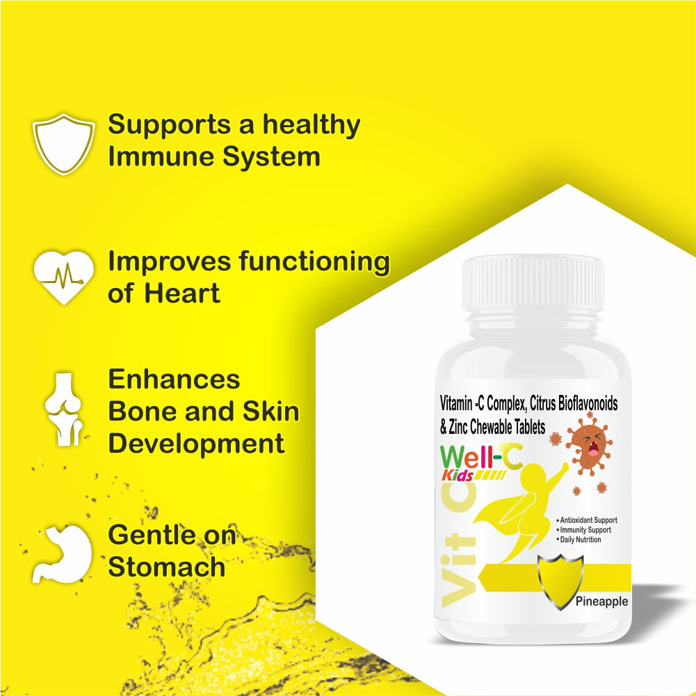 Goa Nutritions Vitamin C Tablets For Kids, Pineapple Flavor 60 Tablet