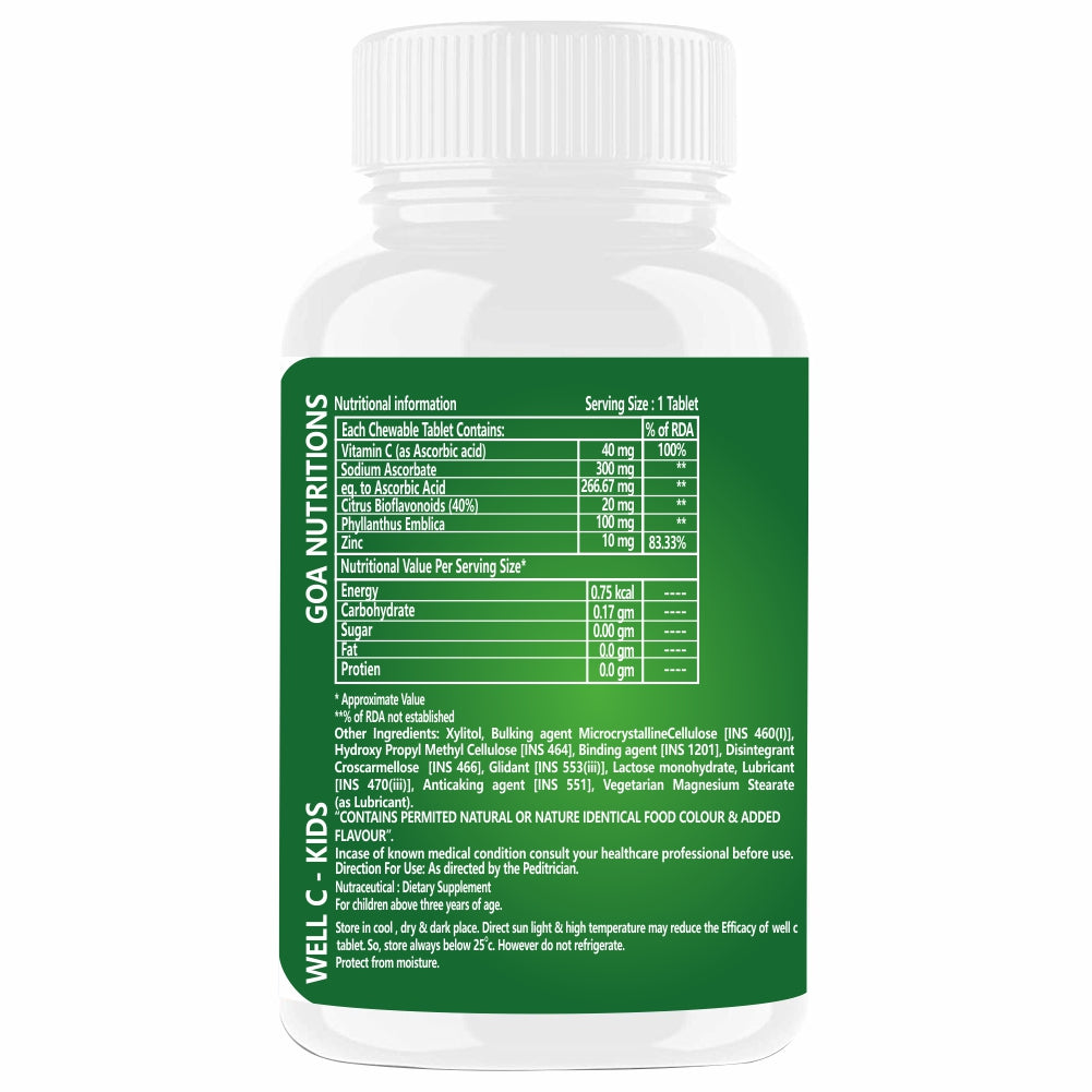 Goa Nutritions Vitamin C Tablets For Kids, Raw Mango Flavor 60 Tablet