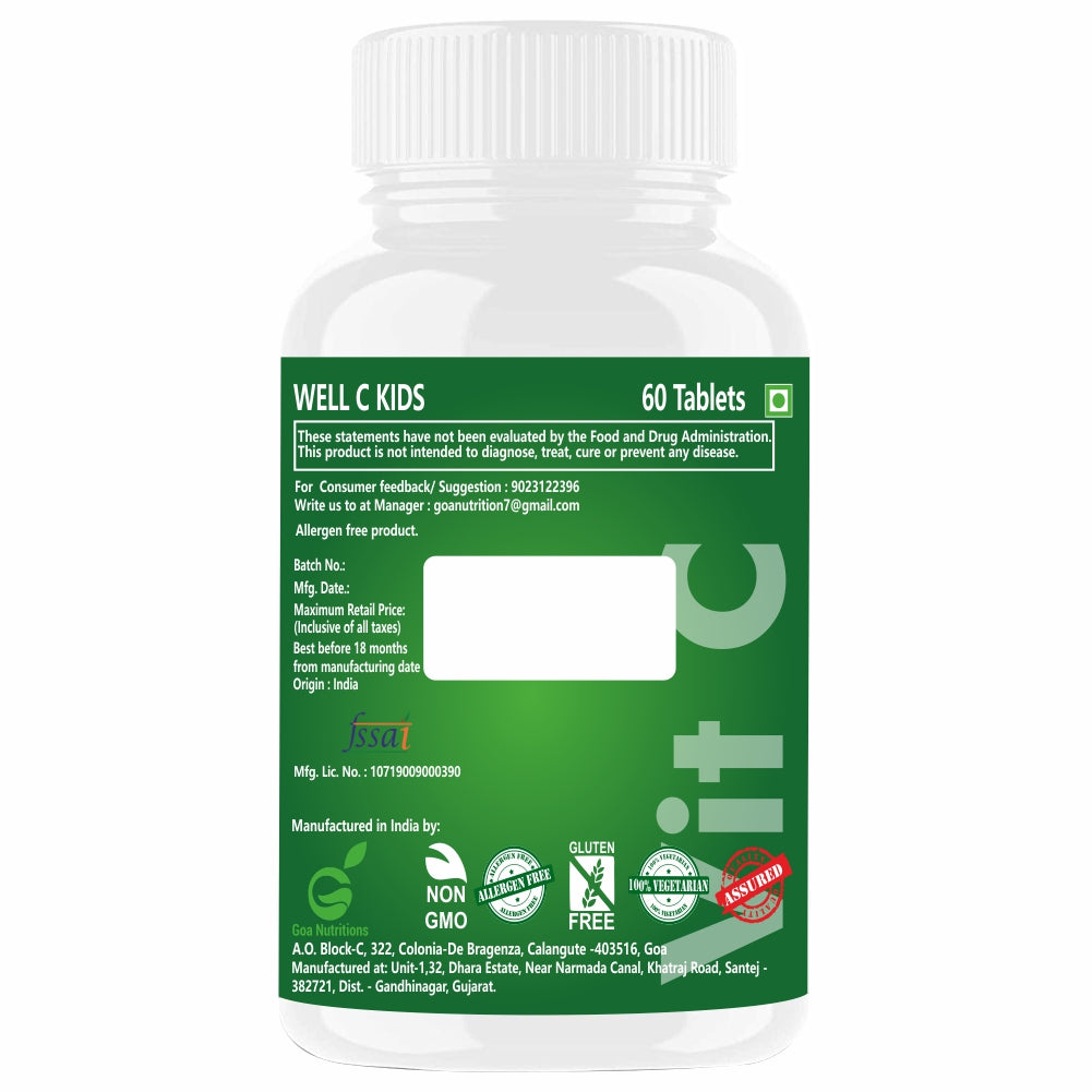 Goa Nutritions Vitamin C Tablets For Kids, Raw Mango Flavor 60 Tablet
