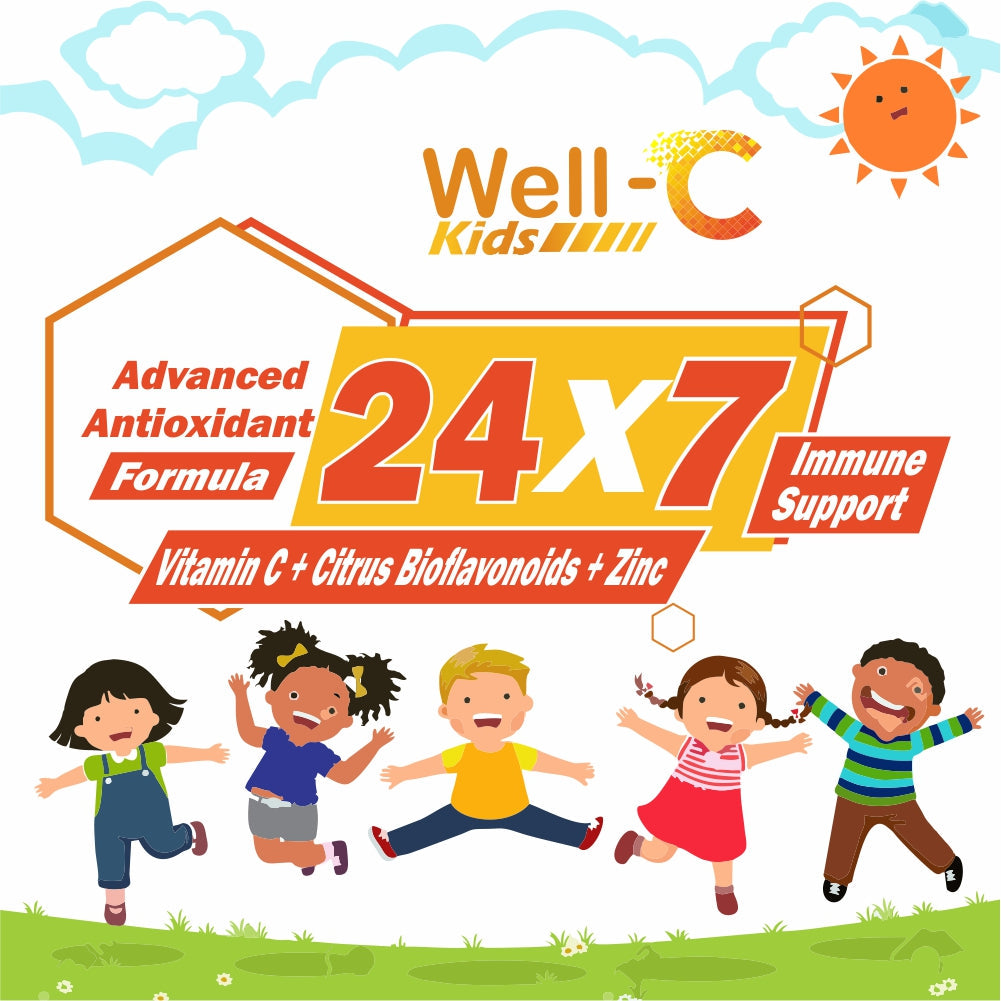 Well-C Vitamin C Tablets Immunity Booster For Kids Orange Flavor 120 Chewable Tablets