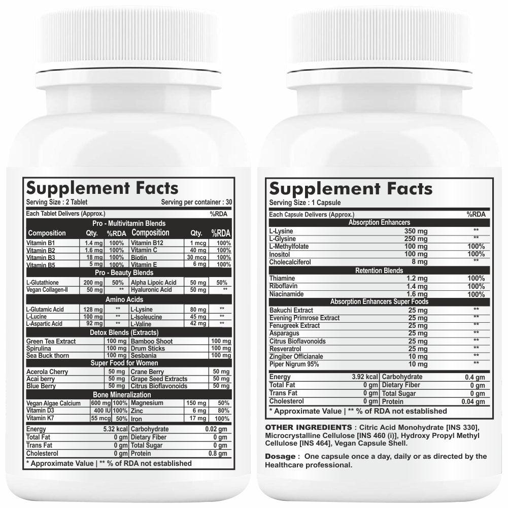 GNL Multivitamin For Women Tablet With Vitamin C, E, D, Zinc For Immunity, Biotin, L- Glutathione, Hyaluronic Acid For Healthy Skin, Hair, And Joints-60 Tablets - Image #2