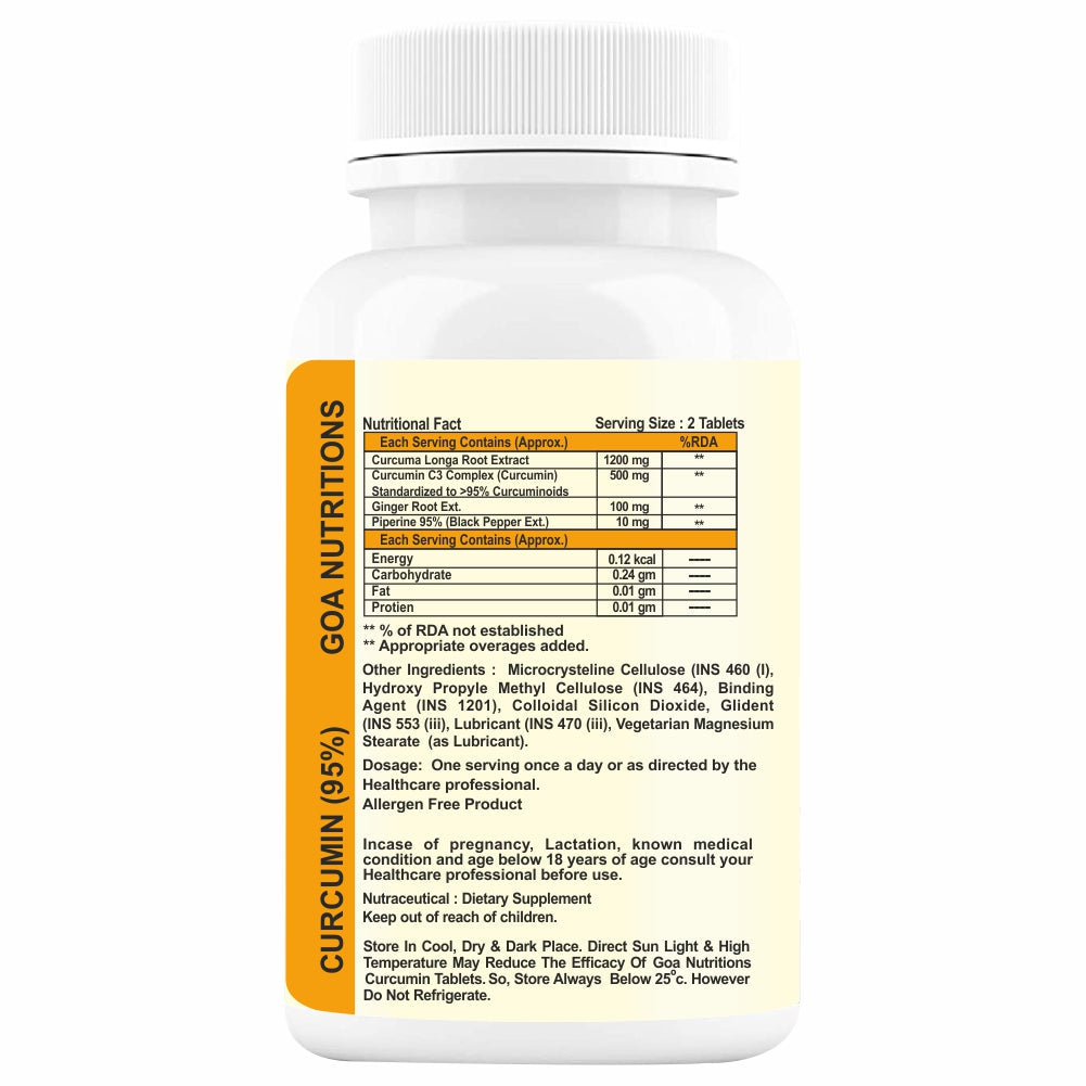 GOA NUTRITIONS Curcumin With Piperine Turmeric Tablets - 60 Tablet