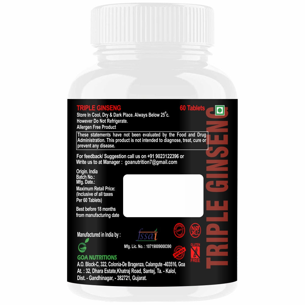 Goa Nutritions Korean Red Ginseng Powder 60 Veg Tablets