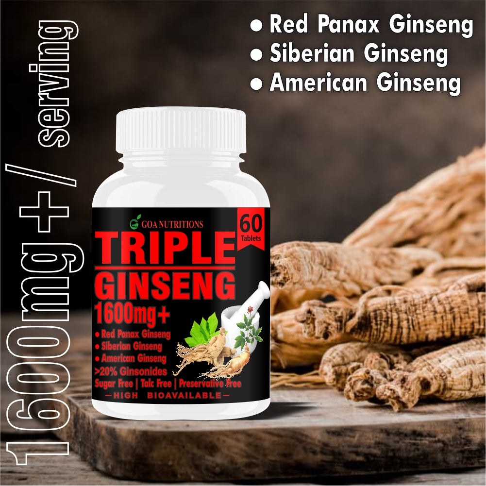 Goa Nutritions Korean Red Ginseng Powder 60 Veg Tablets